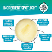 Natural Foot Balm for Cracked Heels and Dry Feet. Tea Tree and Mint. 45ml | Natural, Antibacterial and Moisturising Foot Care. Hydrating Foot and Heel Balm Treatment. By Our Tiny Bees.