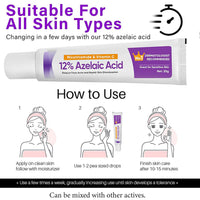 Night Cream Face Moisturiser, Azelaic Acid 12% Facial Serum Cream,Dark Spot Serum Cream for Face,Skincare with Niacinamide & Vitamin C,Beauty Products for Rosacea,Acne,Balance Excess Sebum