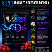 Directpurity NeuroBoost 6-in-1 Wellness Gummies - Ashwagandha, Shilajit, Lion's Mane, Maca, L-Theanine & Vitamin D3-60 Vegan Gummies - Supports Relaxation, Cognitive Function & Immune Support