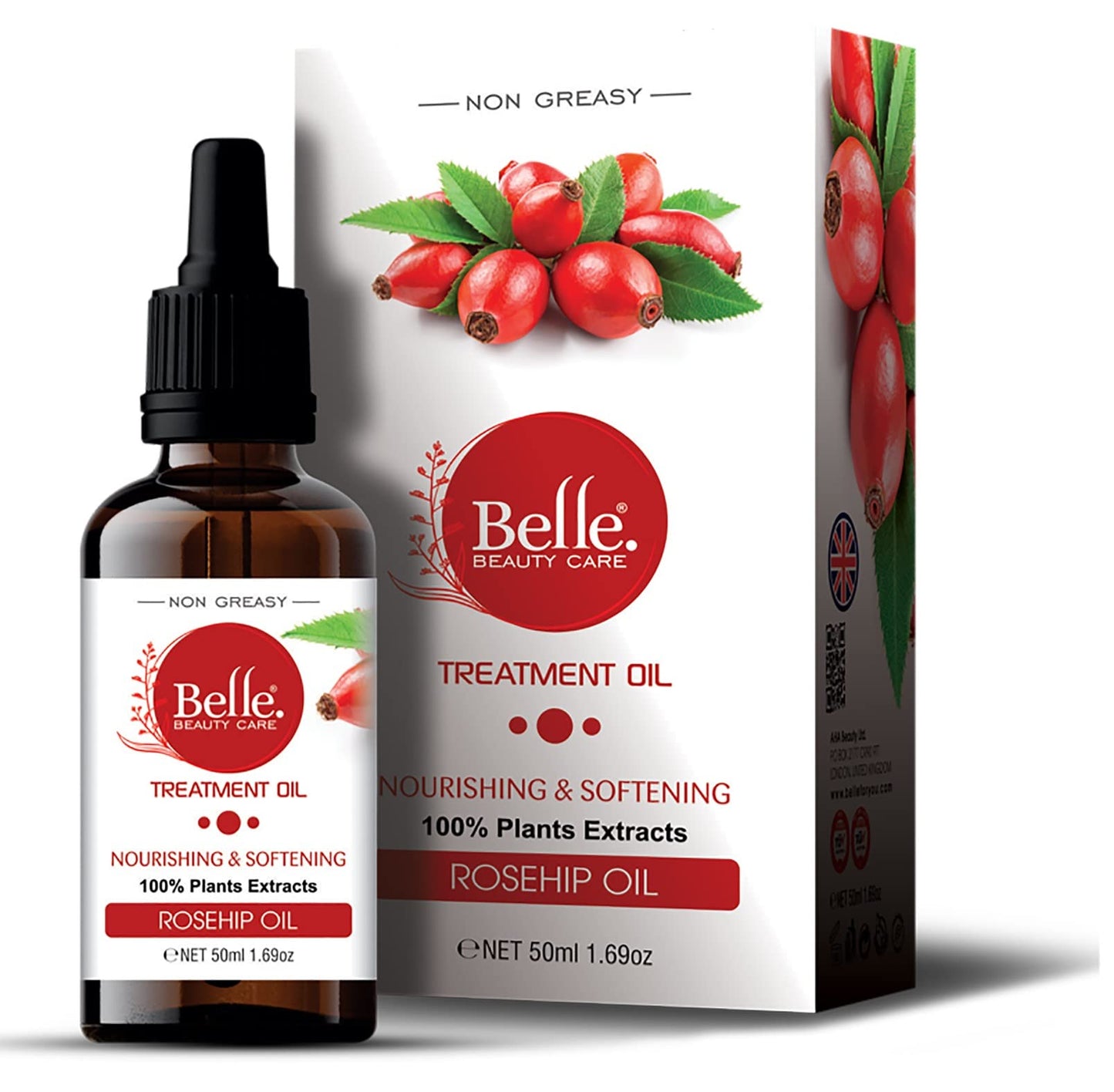 BELLE BEAUTY CARE Rosehip Oil Non Greasy Face Oil Treatment For Nourishing and Softening Skin Normal to Dry Skin 100% Pure Natural Cold Pressed Rosehip Oil 50mL1.69oz By BELLE