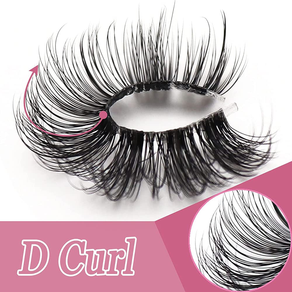 ZDHSOY 10 Pairs False Eyelashes - Russian Strip Lashes,Thick DD Curl Fluffy Wispy Faux Mink Lashes Reusable Natural Soft Eye Lashes (D-002)