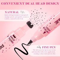 Prreal 2PCS Eyeliner Freckle Pen, 2 in 1 Freckle Stamp and Black Liquid Eyeliner, Waterproof, Natural Lifelike Freckles Makeup, Soft Sopt Pen Magic Fake Freckles, 01 Light Brown+ 02 Medium Brown