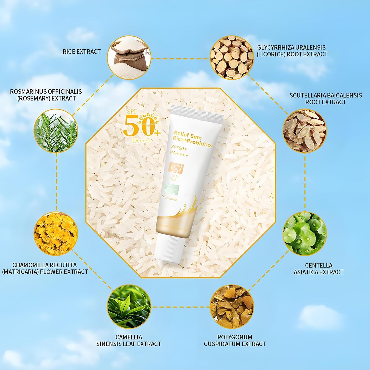 Korean Mineral Sunscreen SPF 50 PA+ – 30% Rice Extract, Broad Spectrum Sun Cream, Lightweight & Non-Greasy Face Moisturiser, Natural & Gentle Formula