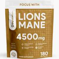 tinytablets.co Lions Mane 4500mg Supplement with Black Pepper Powder | 180 Tablets | Womens and Mens Supplements | UK-Made Lions Mane Supplement for Stress Relief | Science-Backed and Tested Lions Mane Capsules
