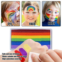 Lubarion Rainbow Face Paint for Kids and Adults, 50g Professional Body Paint Palette, Skin-Friendly Makeup for Face Painting, Festivals, Parties, Halloween, Cosplay, Easy to Apply & Remove
