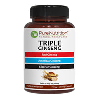 PURENUTRITION ME Pure Nutrition Triple Ginseng - A Unique and Effective Combination of Red Ginseng, American Ginseng, and Siberian Ginseng | Energy Supplement | 790mg Capsule | 120 Veg Capsules