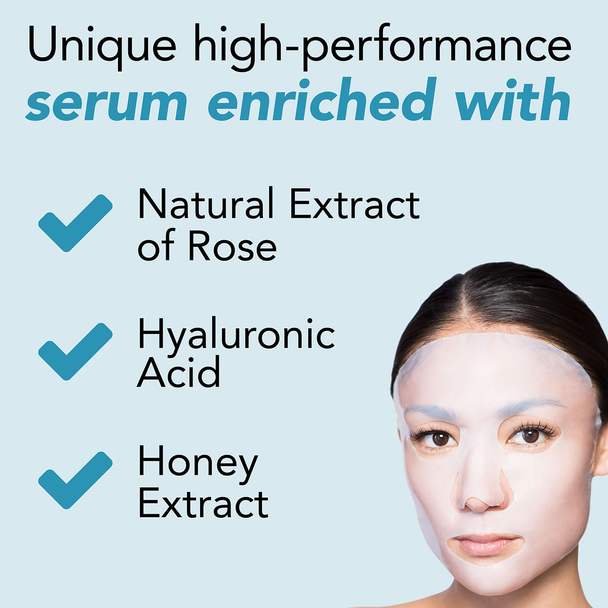 Hydration Boost Korean Face Mask - Bio-Cellulose Sheet with Rose, Honey Serum & Hyaluronic Acid - Luxury Facial Skincare Gift for Women, Vegan, Cruelty-Free by SKIMONO (4 Pack)