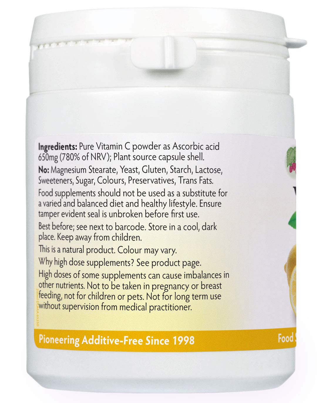 Health Leads ...Working With Nature Pure Vitamin C 650mg Capsules, Ascorbic Acid, Unbuffered & Non-GMO, Suitable or Vegetarians & Vegans, Magnesium Stearate Free & No Nasty Additives, Formulated & Made in Wales… (180 Capsules)
