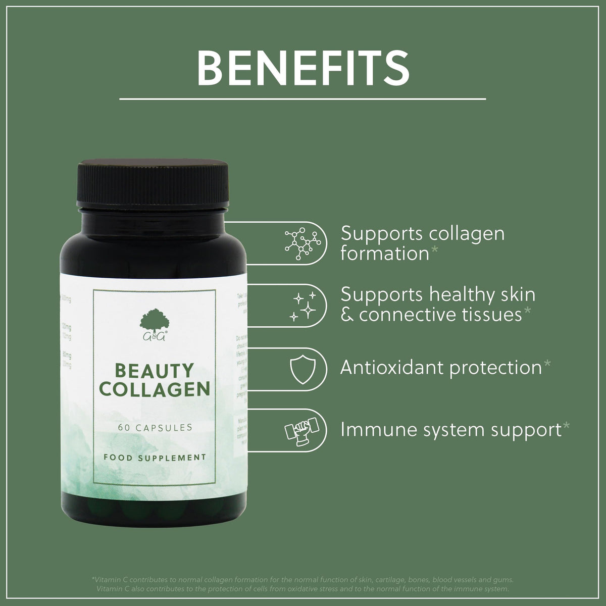 Beauty Collagen with Hyaluronic Acid - 60 Capsules - G&G Vitamins