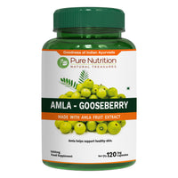 PURE NUTRITION NATURAL TREASURES Pure Nutrition Amla Capsules (Indian Gooseberry) 1000 mg per Serving | 120 Veg Capsules | Amla Fruit Extract 500 mg + Powder 500 mg | Standardized Extract | Non-GMO Herbal Supplement
