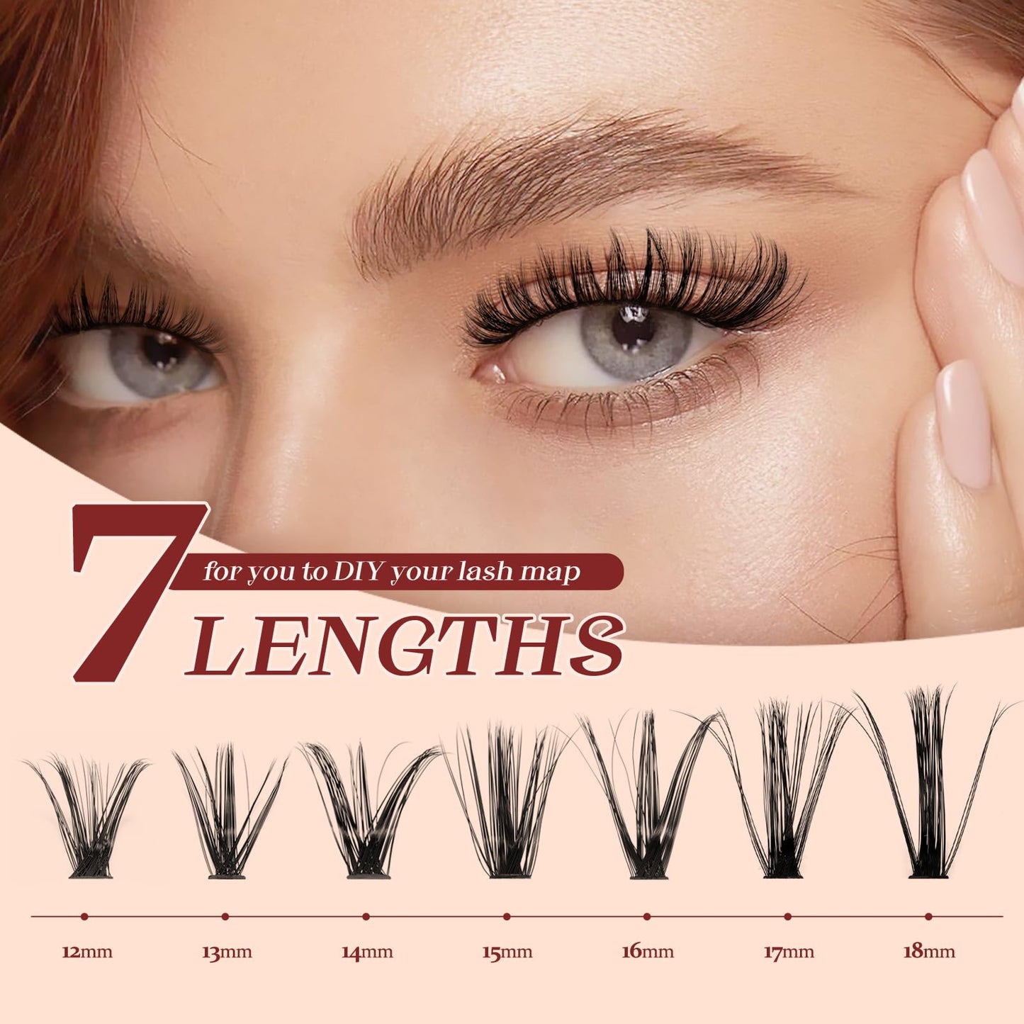 Higu clace Individual Lashes Cluster 320pcs, D curl Lash Clusters 50D DIY Individual Eyelashes 12-18mm Mixed,Wispy Lash Extension Clusters Reusable False Lashes Clusters(50D Dcurl 12-18mm)