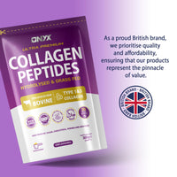 ONYX INGREDIENTS 101 Premium Collagen Powder (Type I, III) Hydrolysed Bovine Collagen Peptides Powder - Halal Certified - 19 Amino Acids - High Levels of All 8 Essential Amino Acids & BCAAs - 150g