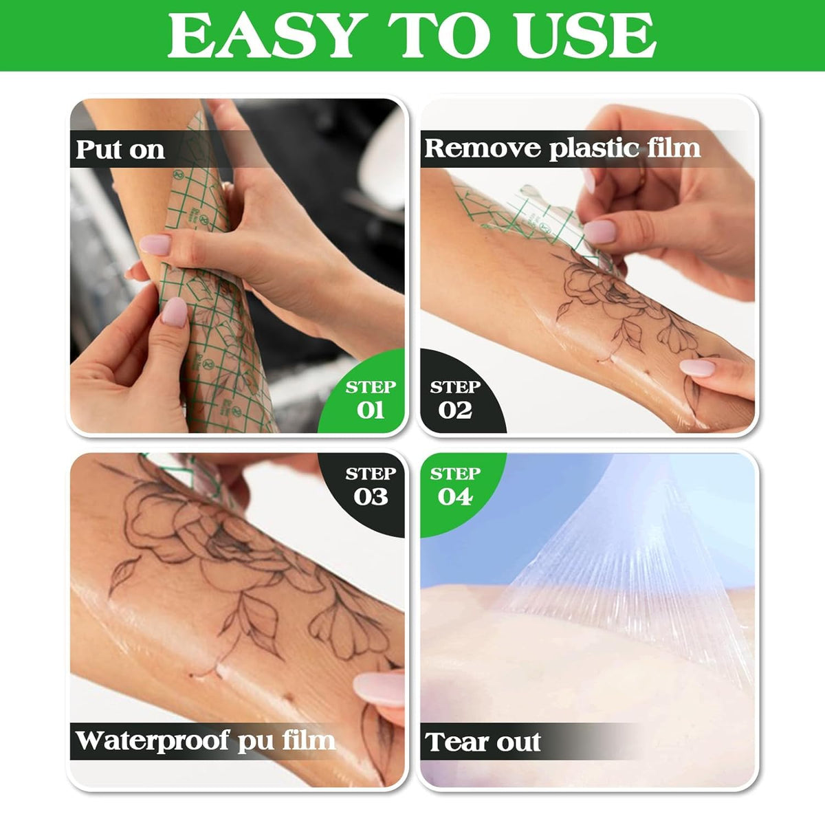 rayyl Jconly Second Skin Tattoo, 10 Sheets Tattoo Aftercare Waterproof Bandage (15cm x 10cm) 0.02MM Matte Protection Film for Skin Recovery