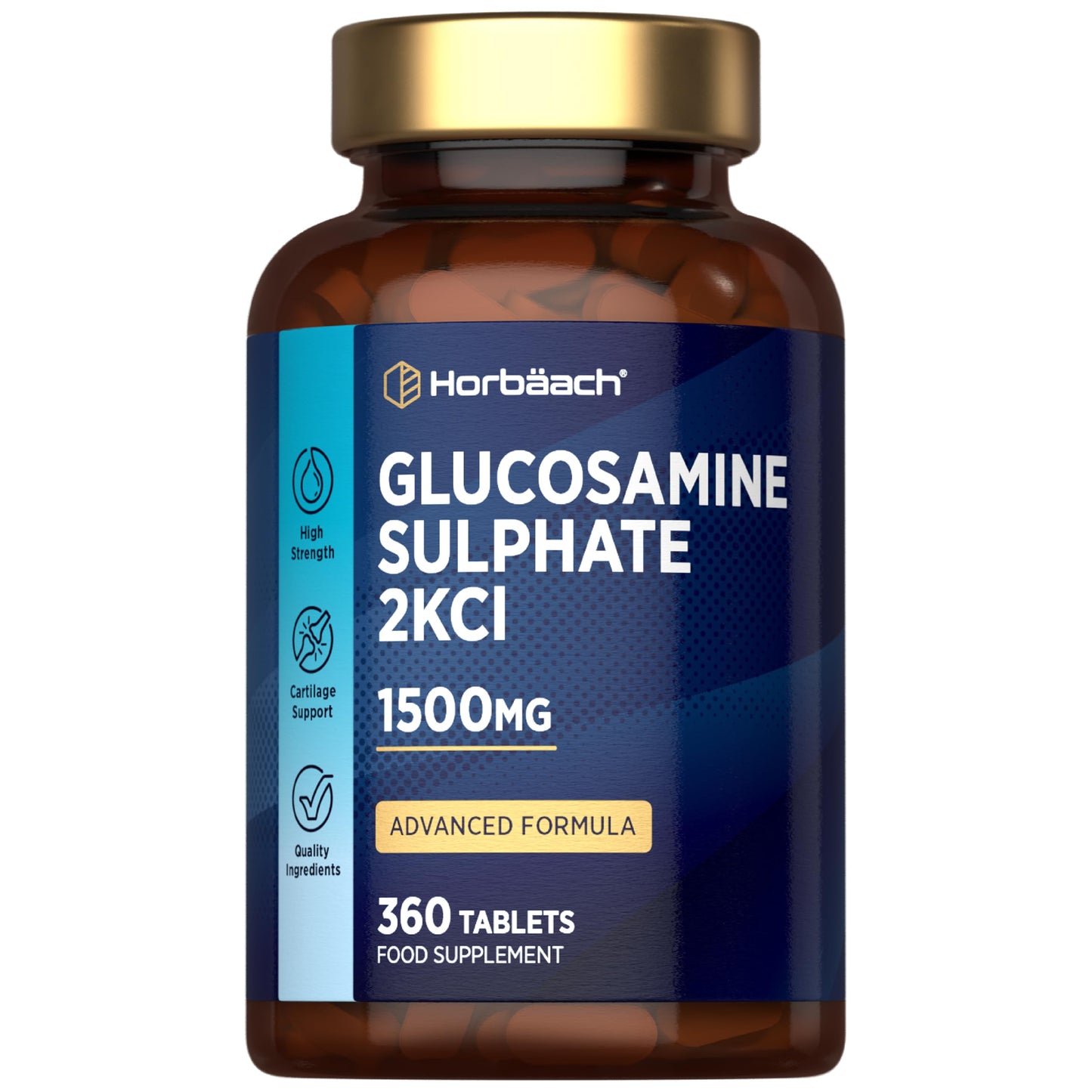 Horbäach Glucosamine Sulphate 1500mg | 360 Tablets | High Strength Glucosamine 2KCl Supplement | by Horbaach