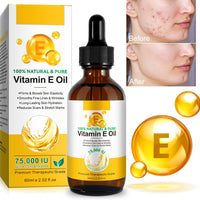LEISGOTO Vitamin E Oil, 100% Pure Natural Plant Extracts Vitamin E Oil for Skin, Face, Reduces Scars & Stretch Marks, Smooths Fine Lines & Wrinkles, Firms & Boosts Skin Elasticity - 60ml Body Oil (Pack of 2)