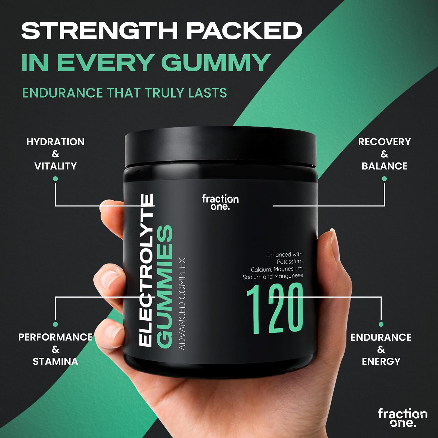 Fraction One Electrolyte Gummies – 120 Gummies – Enhanced with Potassium, Chloride, Calcium, Magnesium, Sodium and Manganese – Supports Energy and Hydration – 60 Days Supply