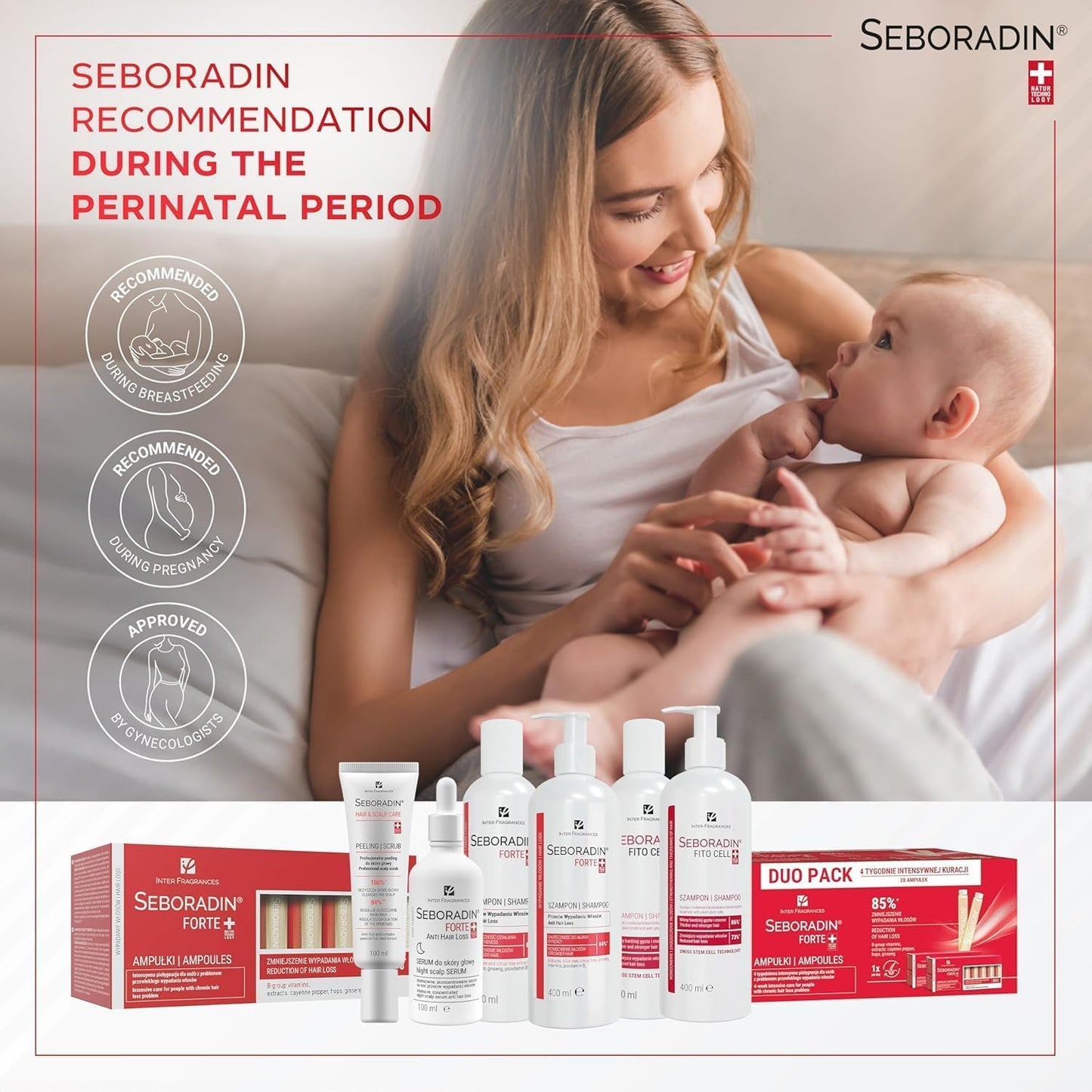 SEBORADIN Seboradin Forte Hair Growth Serum Ampoules 14 x 5,5 ml Anti Hair Loss Serum Chronic Hair Loss and Thinning Treatment Natural Extracts and Vitamins Hair & Scalp Treatment Hair Care & Products