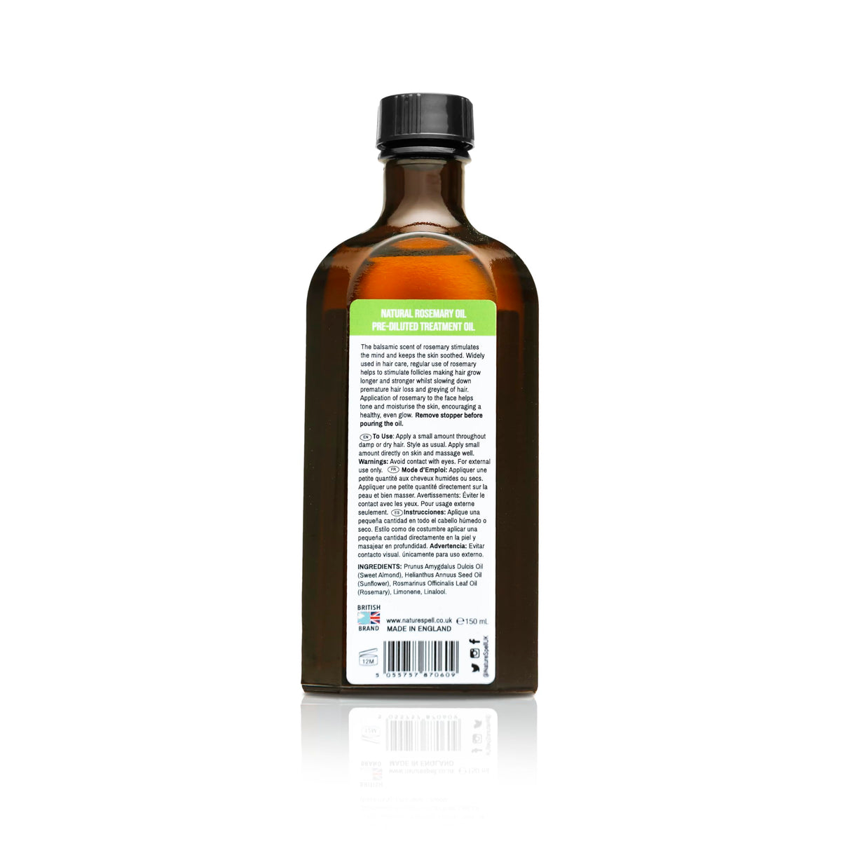 Nature Spell Rosemary Oil for Hair Growth with Detangling Brush, Pre-Diluted Scalp Oil Stimulates Growth & Strengthens Dry, Damaged Strands, Vegan, For All Hair Types & Textures, 150ml
