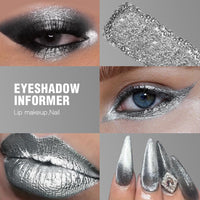 DE'LANCI Silver Gray Glitter Eye Shadows Make up,Silver Metal Pressed Powder Eyeshadow,Shimmer Silver Grey Eyeshadow,Highly Pigmented&Waterproof, Long Wearing,Vegan&Talc Free #11
