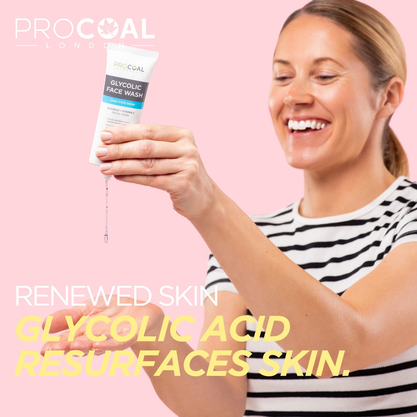 Glycolic Face Wash with Vitamin C by Procoal – Purifies, Cleanses and Resurfaces Complexion, Cruelty-Free, Made in UK