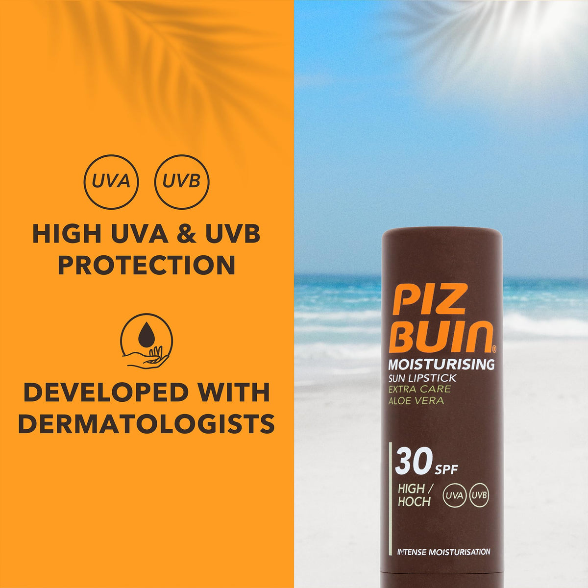 Piz Buin Moisturising Sun Lipstick SPF 30, 4.9g
