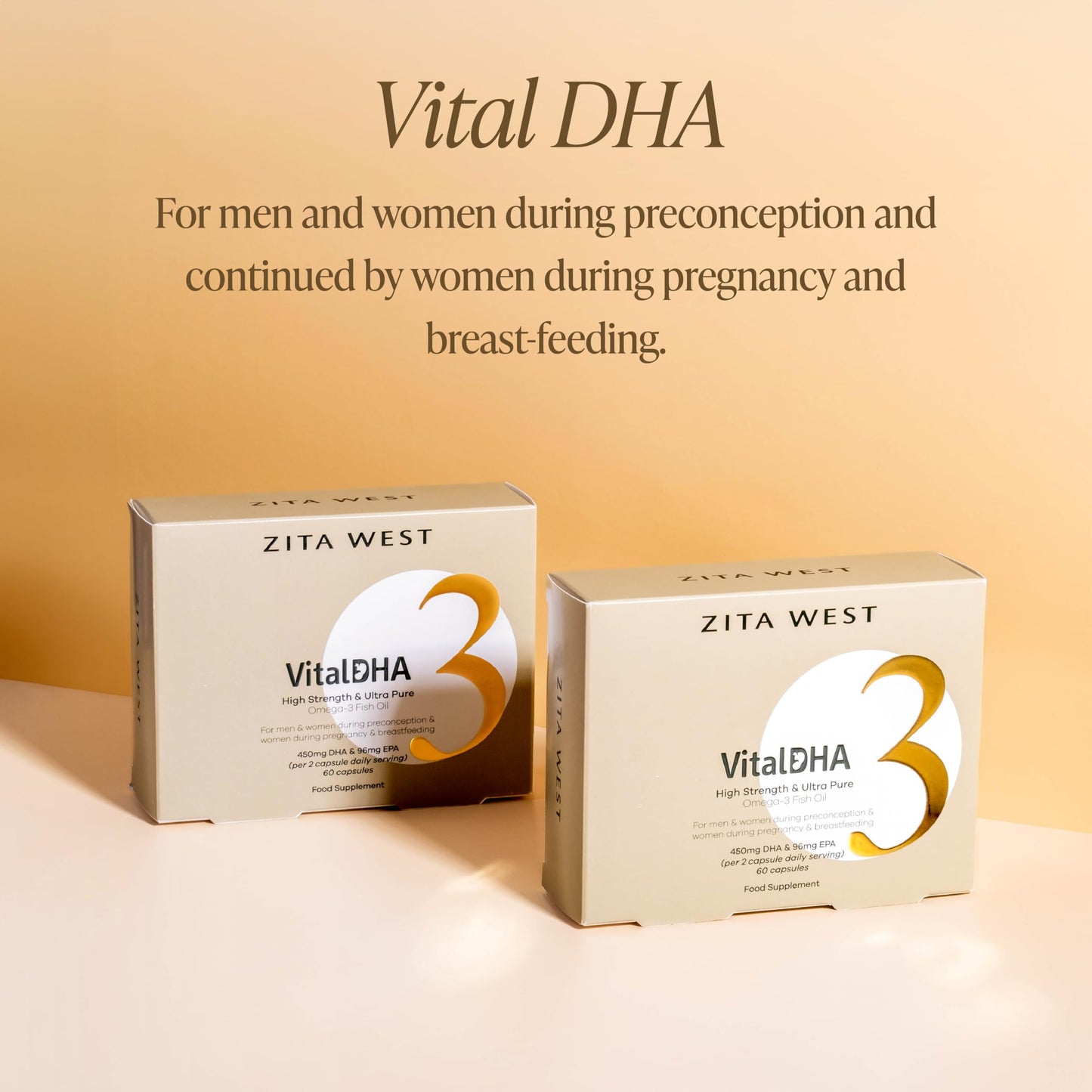 Zita West Vital DHA with Omega 3 for Fertility, Pregnancy and Breastfeeding | (60 Capsules 1 Month Supply)