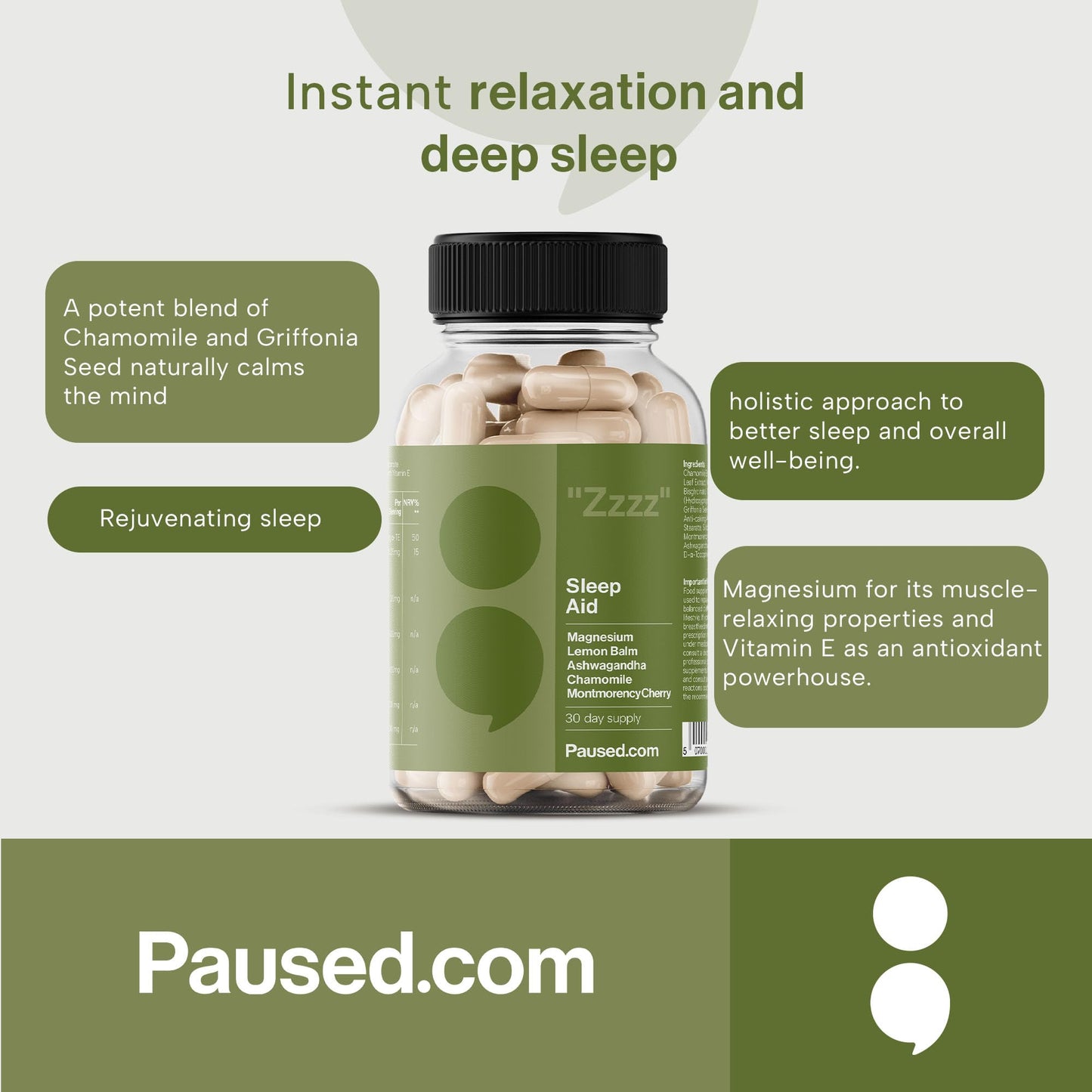 Paused Menopausal Sleep Aid - 60 Capsules | All-In-One Formula, Magnesium, Herbal Extracts | Menopause & Perimenopause Relief | Faster Sleep & Morning Rejuvenation | Achieve Restful, Refreshing Nights