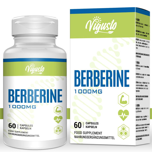 Vigusto Berberine Supplements 1000mg, 60 HCL Vegan Capsules, High Absorption Herbal Blend Plus Supplement with Silymarin, Antioxidant AMPK Activator for Cardiovascular, Heart, Liver