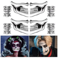 Lekabee skeleton mouth temporary tattoo,devil face temporary tattoo,halloween face stickers,halloween make up adults,face tattoos for men and women,horror make up,scary face tattoos
