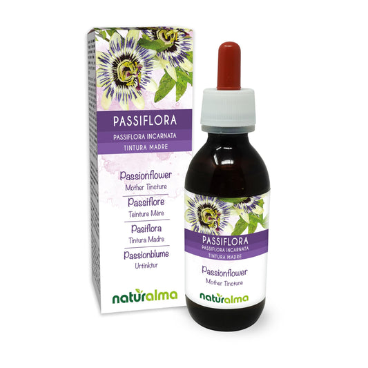 Passionflower (Passiflora incarnata) herb with Flowers Alcohol-Free Mother Tincture Naturalma - Liquid Extract Drops 120 ml - Food Supplement - Vegan