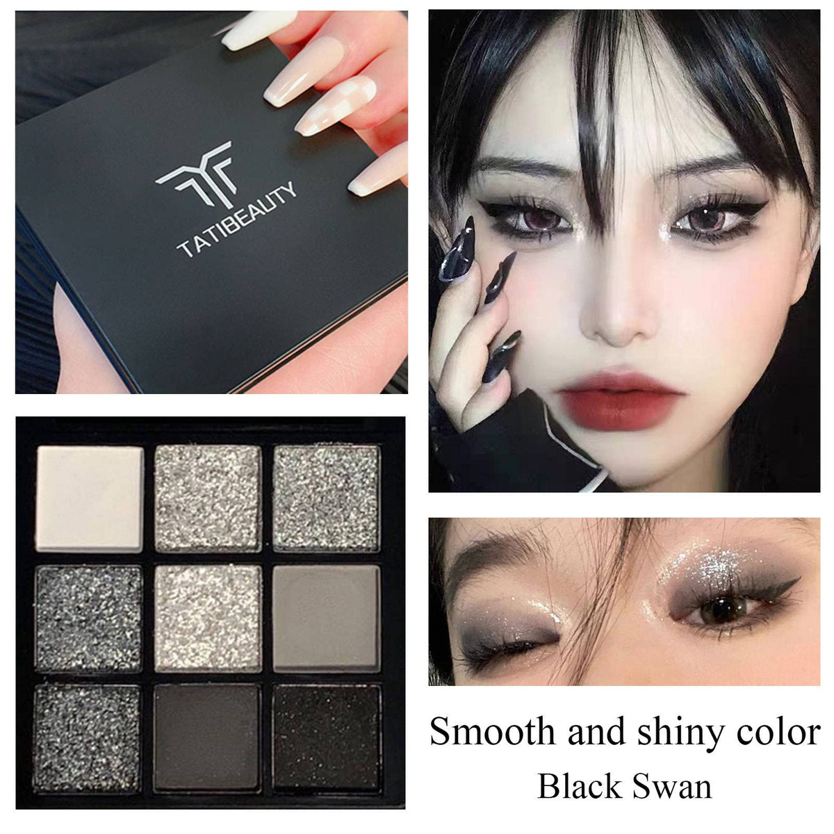 Ezyuanchly Smokey Eyeshadow Palette,9-Color Halloween Black Smokey Eyeshadow Palette,Matte Shimmer Black Dark Gray Smokey Eyeshadow Palette Gothic Palette Waterproo,Good for Halloween