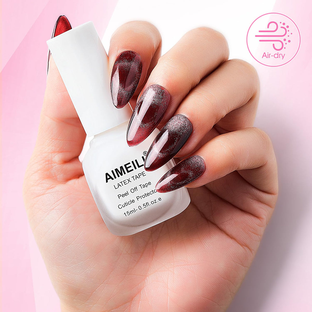 AIMEILI Liquid Latex Peel Off Tape Cuticle Guard Polish Barrier Skin Protector for Nail Art White Odorless 15 ML