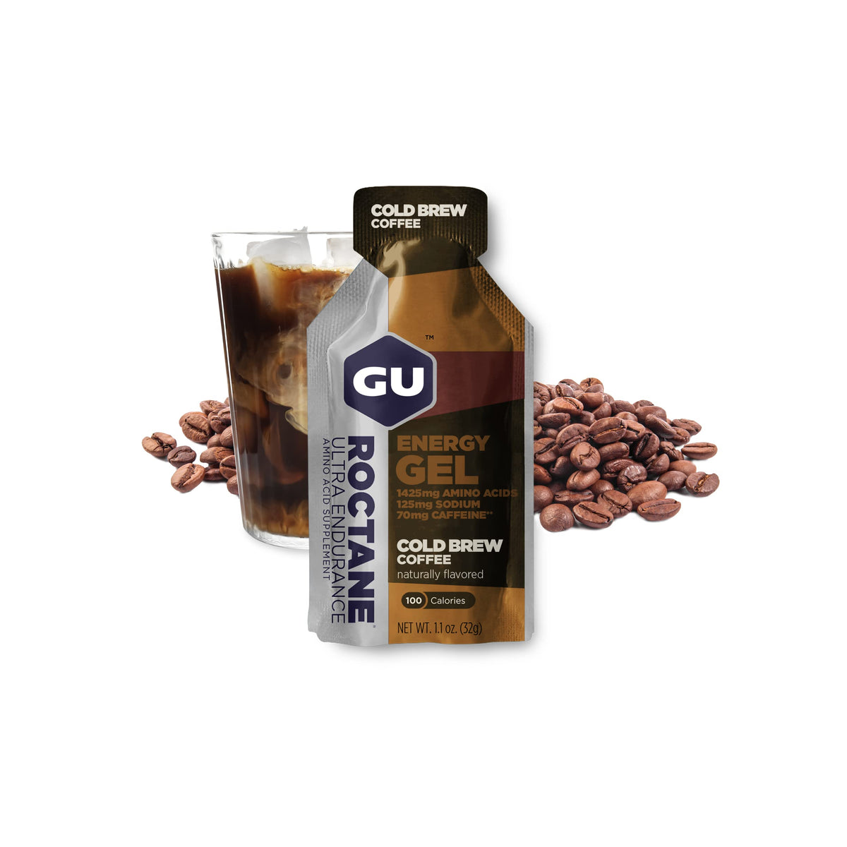 GU Gu Energy Roctane Energy Running Gels - 4 Gel Taster Pack - Sports Energy Gels For Running, Cycling, Triathlon (4 x 32g Sachets) (Cold Brew Coffee)