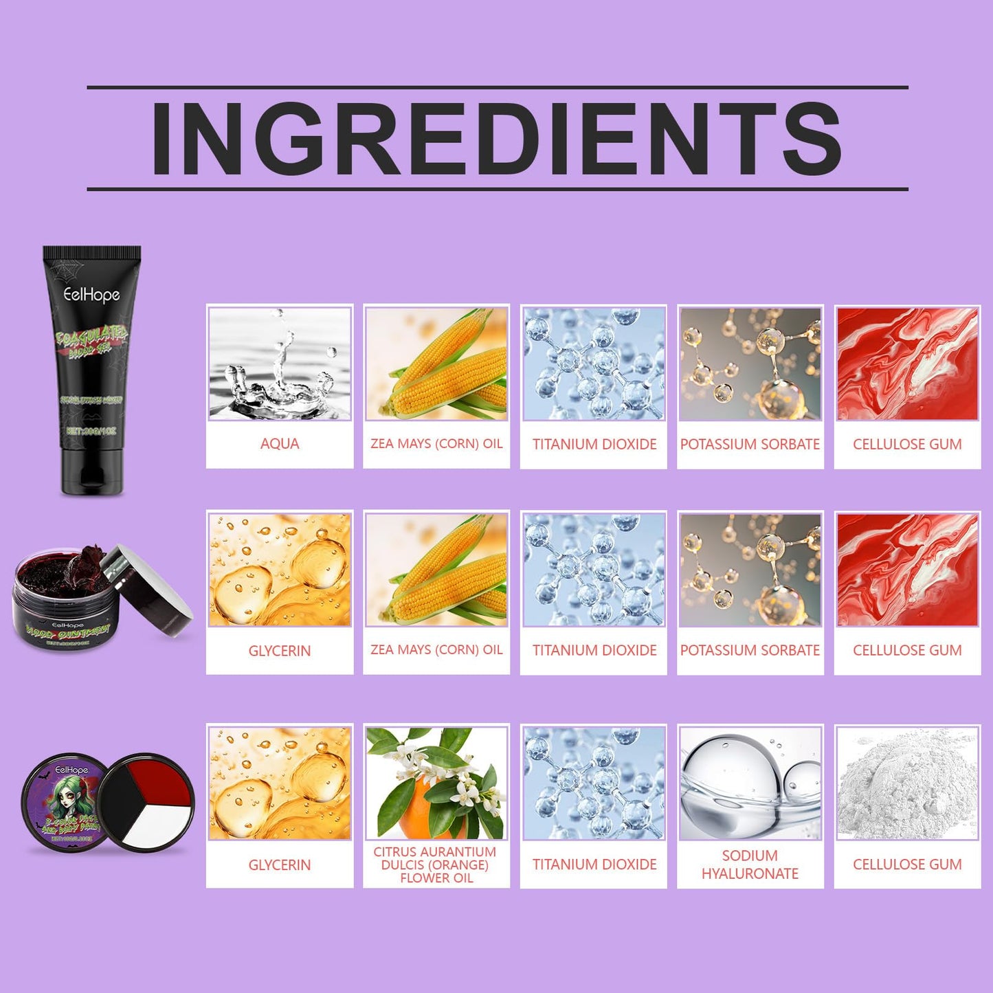 EONFAVE Halloween SFX Makeup Kit - Realistic Vampire Makeup - Fake Blood Makeup Kit - Special Effect Makeup Paint With Sponges, Scar Wax, Body Painting Palette for Halloween Cosplay Zombie Vampire