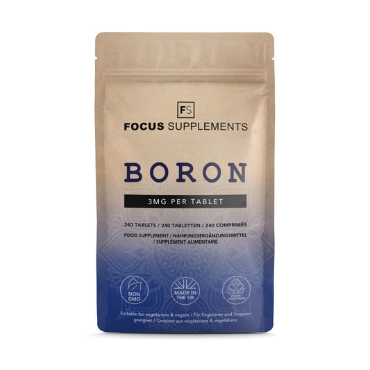 FS Boron | High Strength Boron Supplements | 240 Boron Tablets - 3mg Boron per Serving | Non-GMO, Gluten & Allergen Free | Manufactured in The UK