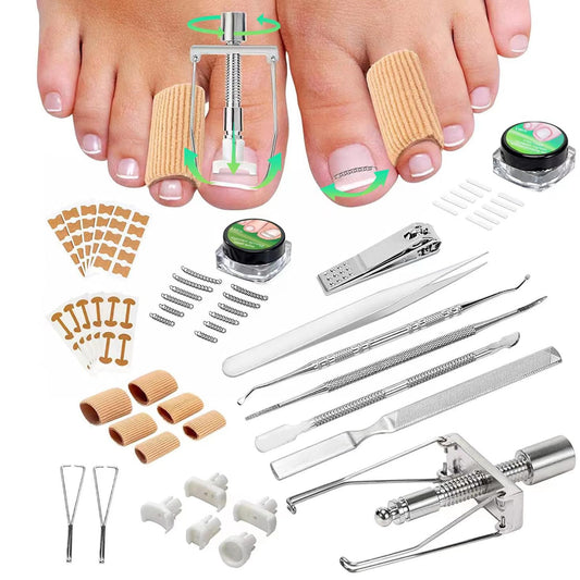Professional Ingrown Toenail Treatment Kit, Podiatry Tools with Corrector Braces,Nail File and Lifter,Pain Relief Patches,Curved Toenail Corrector for Women Men