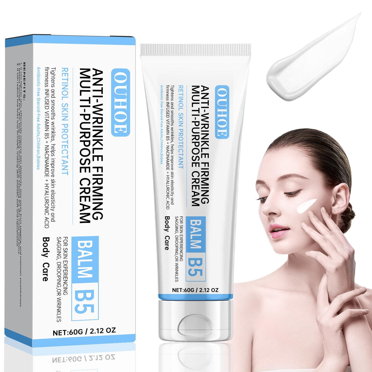 IKELY Repair Face Cream,Vitamin B5 Day Cream,Face Moisturizer For Women & Men,Skin Firming Butter,B5 Face Cream for Acne & Repair Damage Skin,Moisturiser,Firming,mproves Fine Lines & Reduces Dry Skin