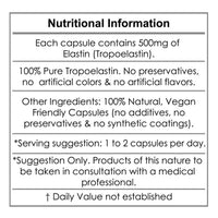 aeternum Marine Elastin 500mg 60 Capsules – Pure Anti-Aging Skin Firming & Collagen Support, Third-Party Tested
