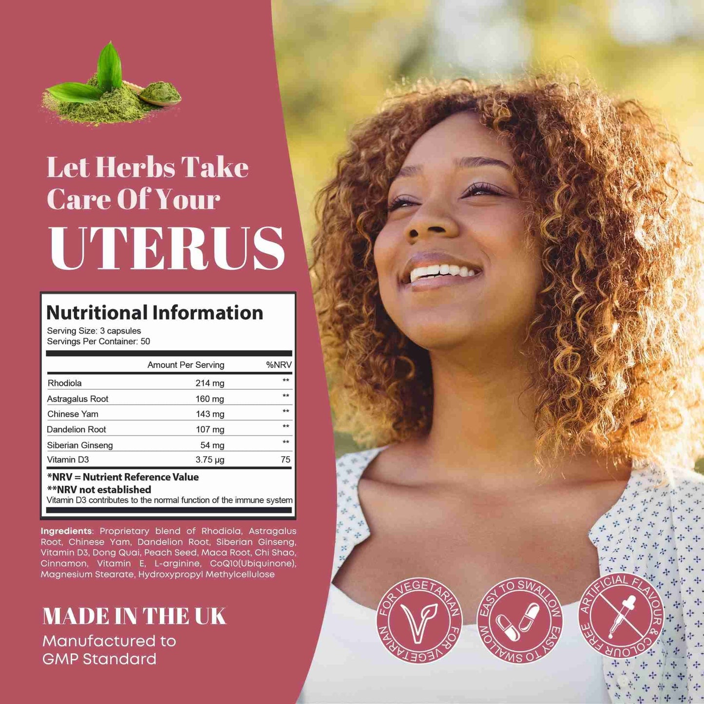 GinSen Uterus-Lining Maintenance,Support Optimal Uterus Thickness, Reproductive Function, 150 Capsules, Vegan Approved Supplement, Herbal Extract & Vitamins Made in UK