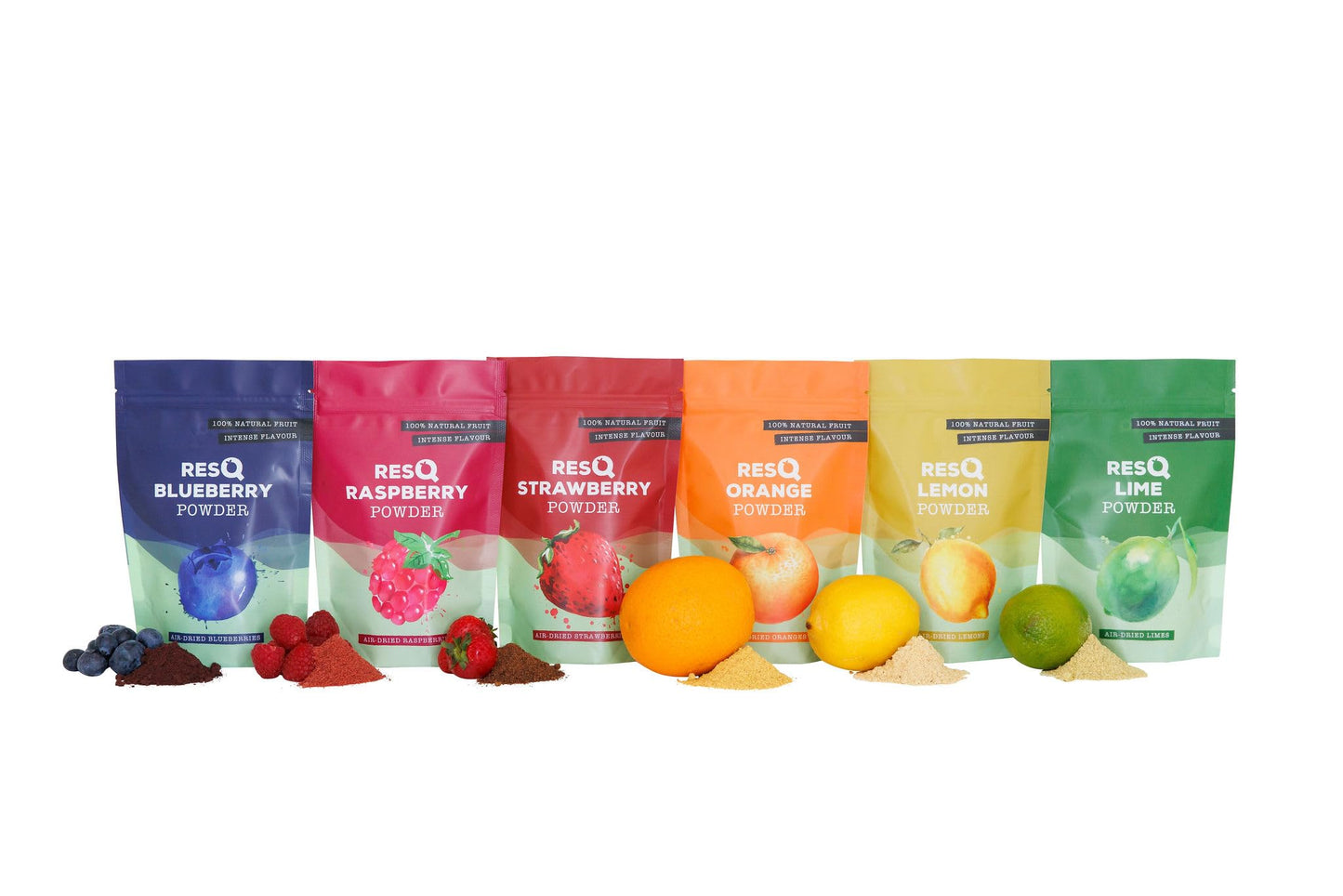 ResQ RESQ - Fine Lime Powder: Natural & Sugar-Free - 90g Powder from 60 Fresh Limes - Sustainable & Preservative-Free (Lime) - Dried slowly to preserve flavour and freshness
