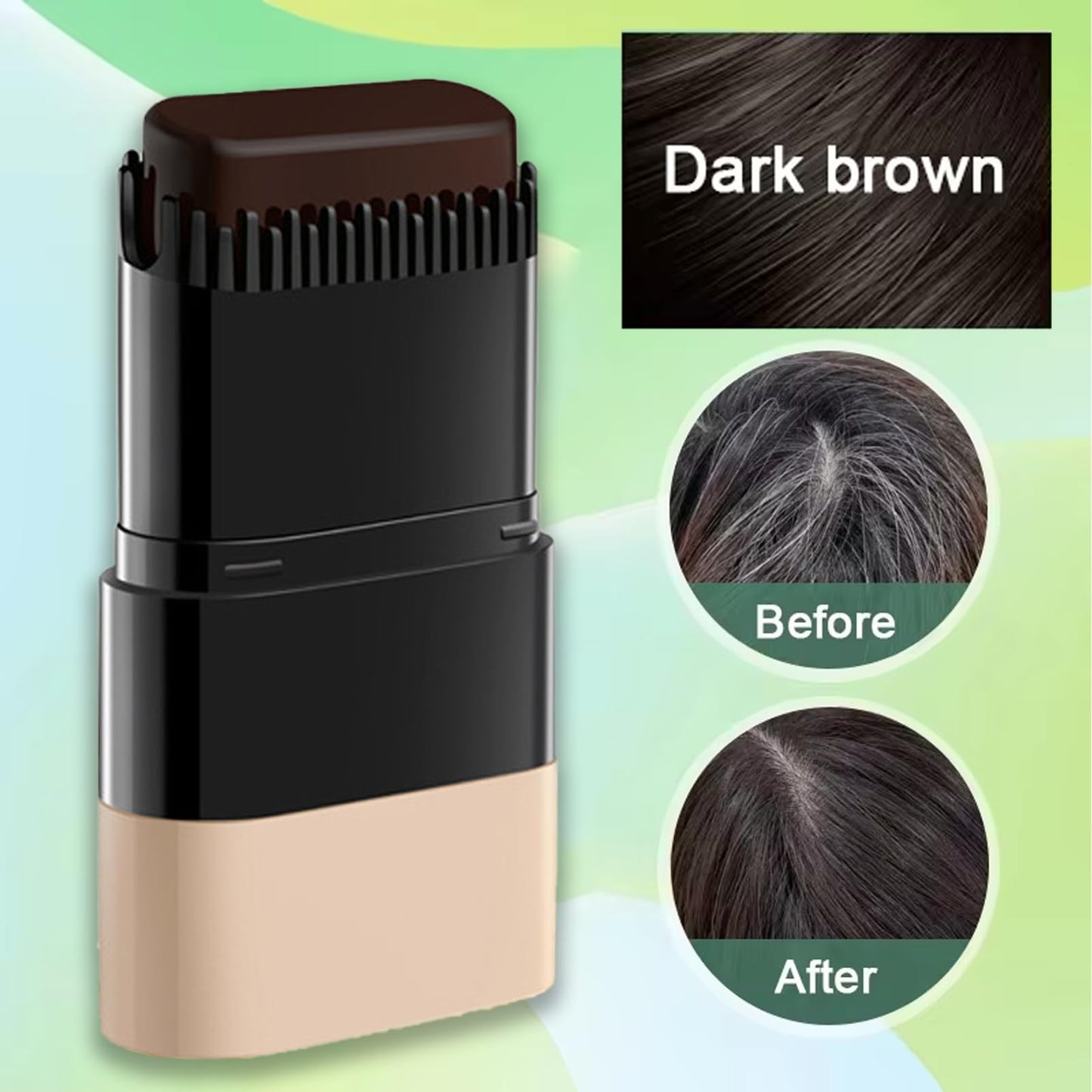 HERBENJOY Hair Colour Stick, Root Touch Up, Grey Hair Cover Up with Comb, Instant Waterproof & Sweat-Proof Hair Dye Stick, Safe and Convenient Comb Hair Dye for All Hair (Dark Brown)