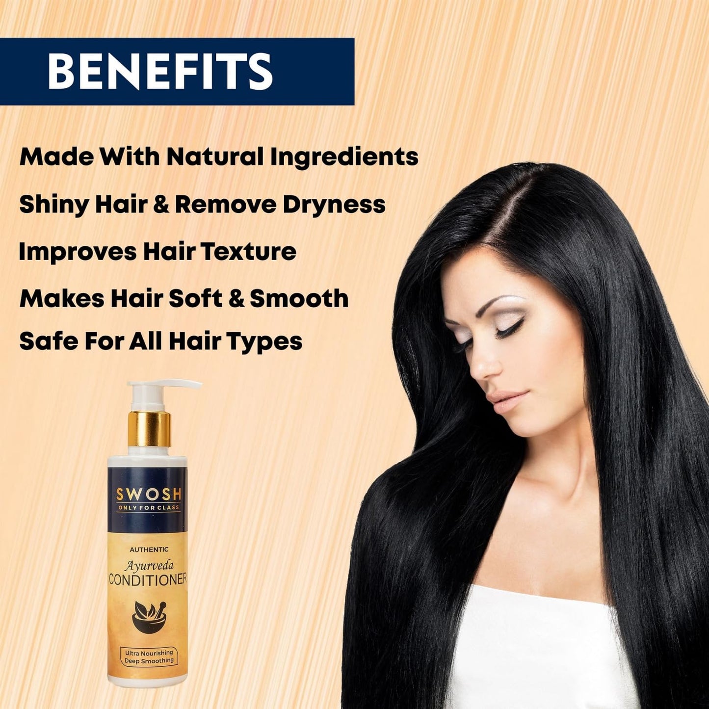 SWOSH Ayurvedic Shampoo for Hair Fall Control and Hair Growth Made With Goodness Of Amla, Onion, Brami, Alove vera, Bhringraj Extract with 15 Ayurvedic Herbs| All Hair Types |200 ml (Pack of 1)