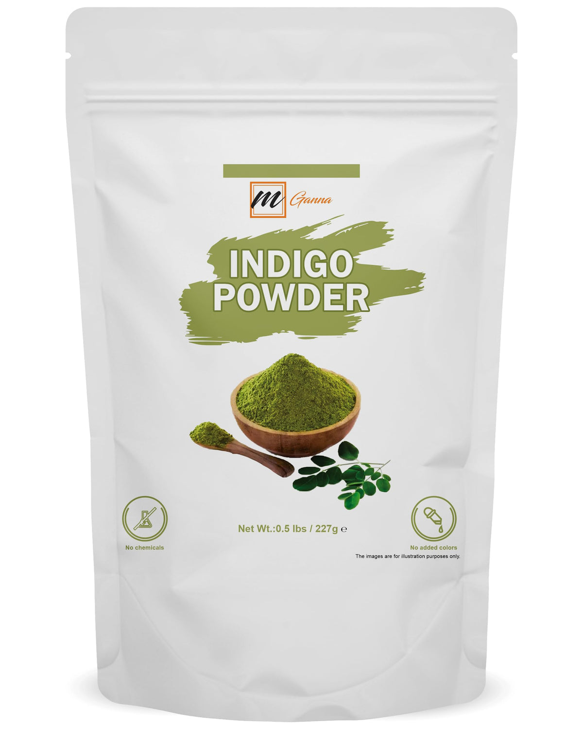 mGanna 100% Natural Indigo Powder for Hair Dye and Coloring 0.50 LBS 227 GMS | No Sulfates | No PPD or Any Chemicals for Healthy Hair Care