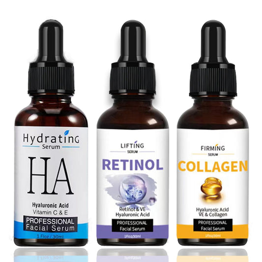 OKAQEE Age Defying Serum 3 Pack - Retinol Serum - Collagen Serum for Face - Moisturizing & Hydrating Skin Hyaluronic Acid - Anti Aging Skincare for Women & Men - Reduce Fine Line & Soothe Wrinkle Skin Care