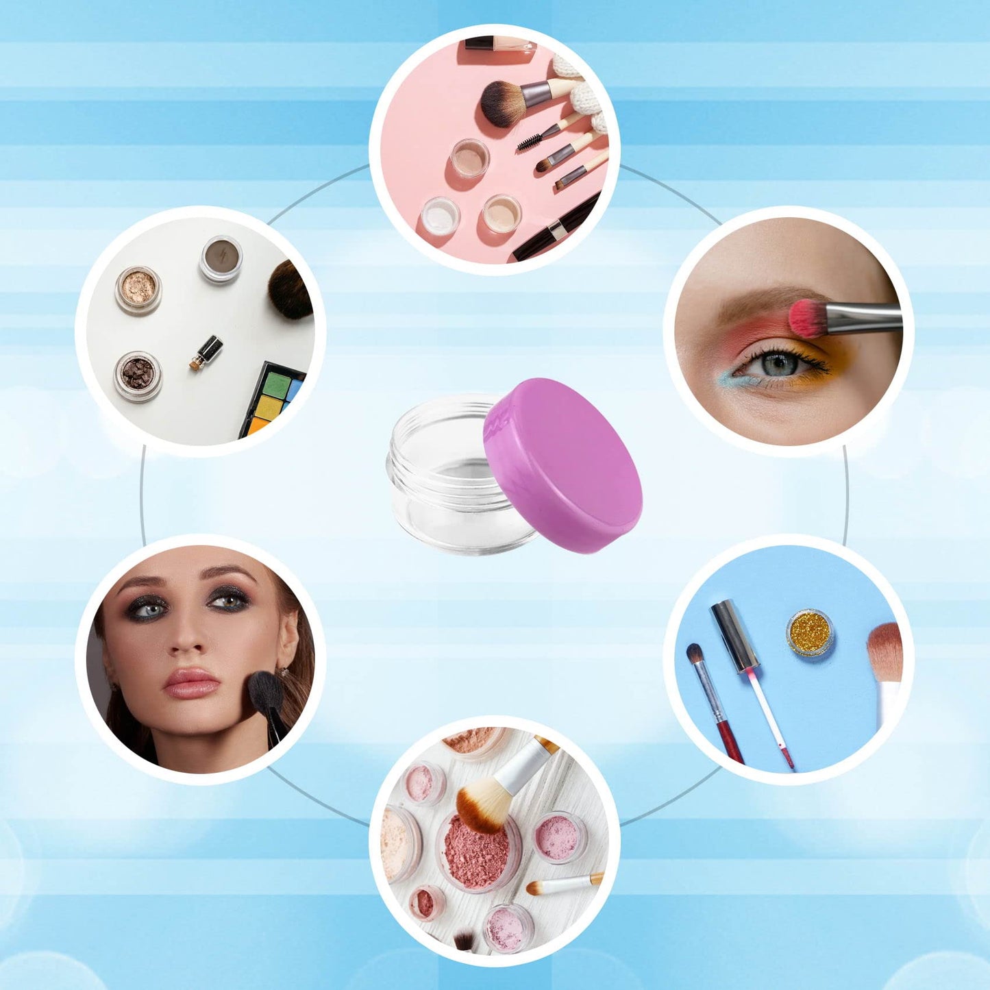 12 pcs 5 Gram/5ml Jars with 1 Mini Spatulas, Sample Pots, Mini Jars With Lids, Sample Containers Pots, For Samples, Eye Shadow Lip Balm, and Makeup (5ML, Pink)