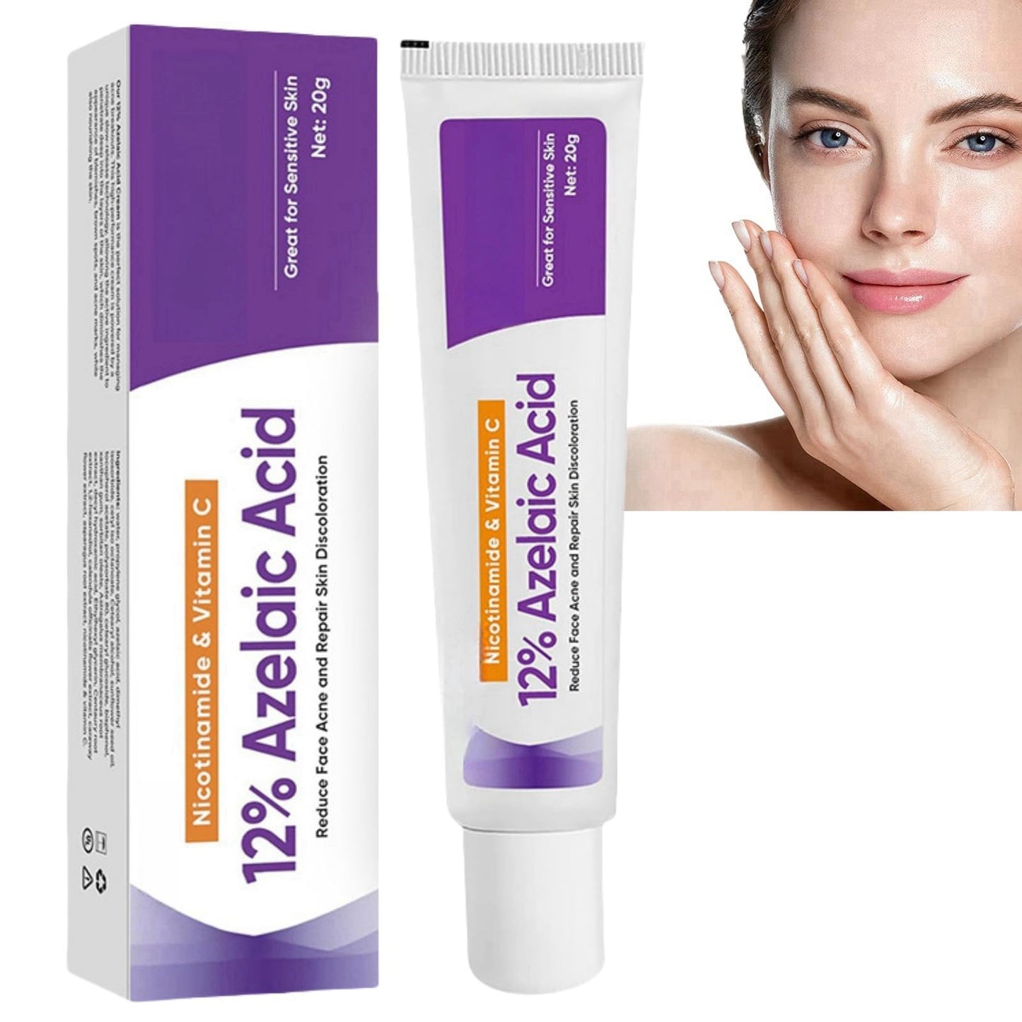 BigyQiu Azelaic Acid 12% Facial Serum Cream,Azelaic Acid Cream with Niacinamide Vitamin C,Brightening Face Skin Care Treatment for All Skin Types,Repair Dark Spots Skincare for Fresher and Smoother Skin