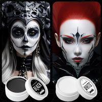 MAINT-CÖLLINTEC White Black Face Paint Makeup Halloween 100g, Halloween Make Up Kit Kids Adults, Halloween Face Paints Kit for Children, Skeleton Zombie Clown Makeup Halloween, Body Paint for Fancy Dress, Festivals