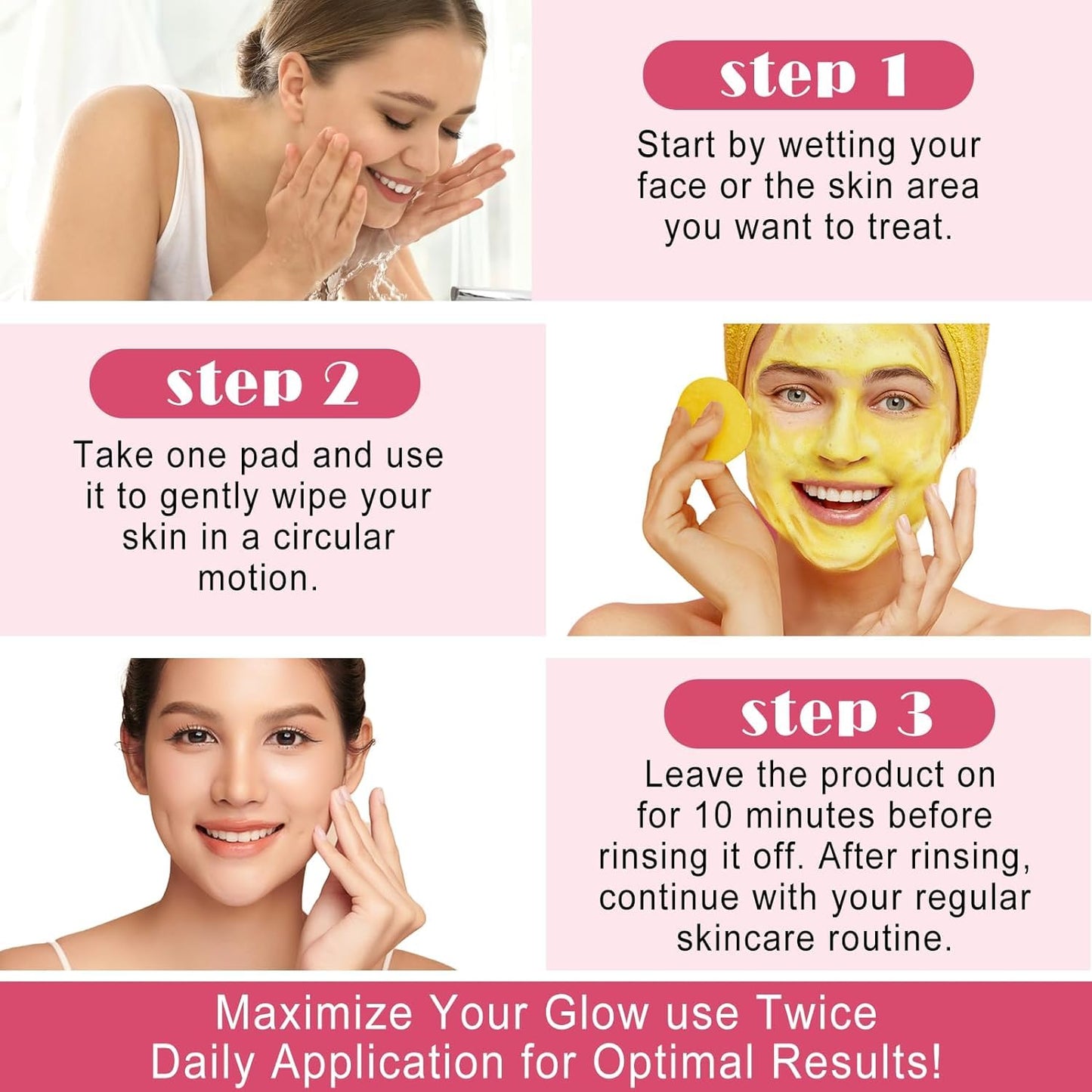 ALLILUYAA 40 Pads Kojic Acid and Turmeric Cleansing Pads,Turmeric Cleansing Pads Balance Skin Oil And Water,Gentle & Non-Irritating for Body's Skin