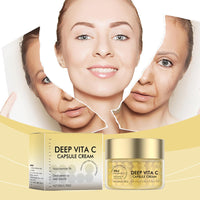 Deep Vita C Capsule Cream, Deep Vitamin C Golden Capsule Face Moisturizer, Vita C Golden Capsules Face Moisturizer with Collagen & 5% Niacinamide - Anti Wrinkles - Hydrating Skin Care (50G/1.76 OZ)