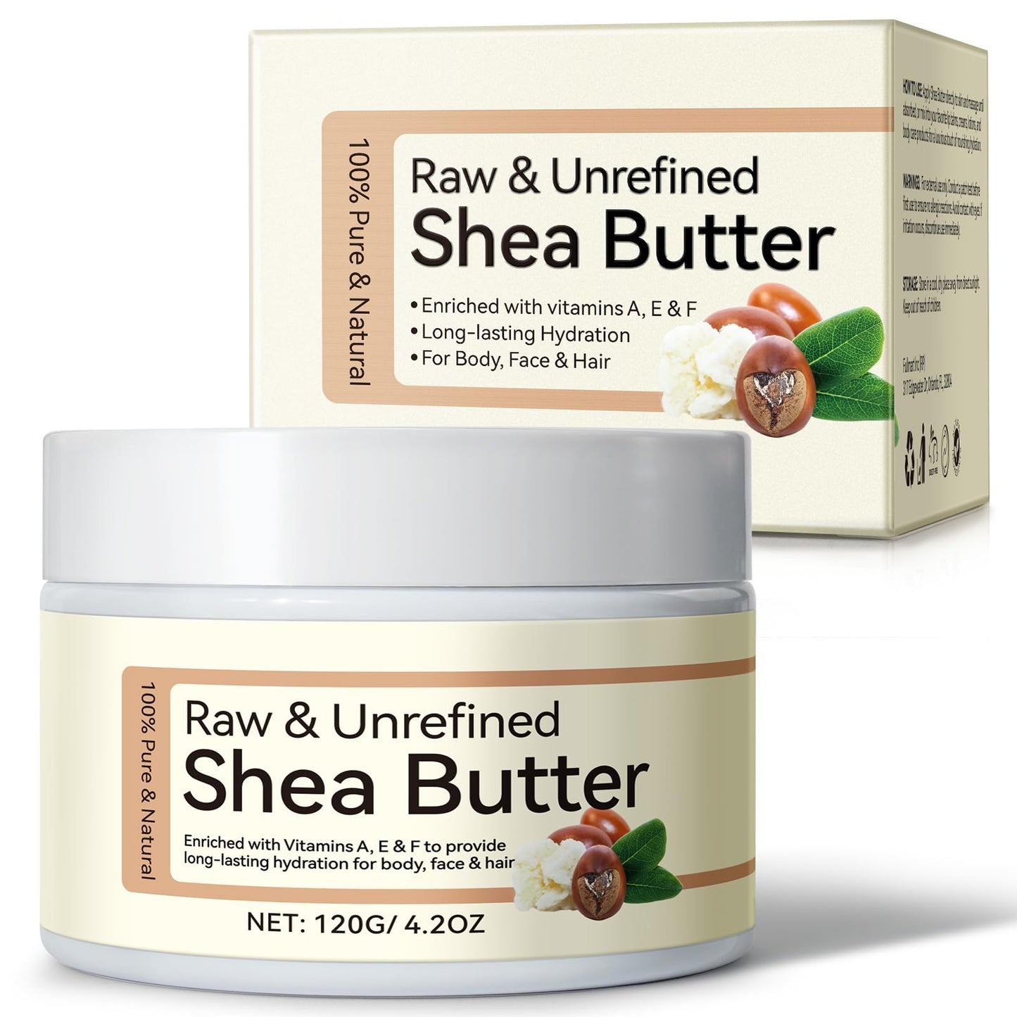 NBXINSLF Organic Shea Butter, Raw & Unrefined Shea Butters for Body, Face & Hair, Pure Shea Butter with vitamins A, E & F, Long-Lasting Hydration for Dry Skin, Hair Care, DIY Lip Balm, Natural Moisturize